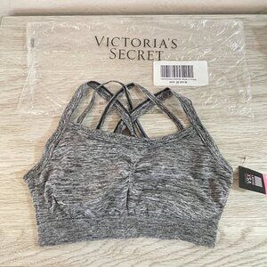 New Victoria's Secret Sport VSX Medium Strappy Bra Space Dye Gray Black NWT